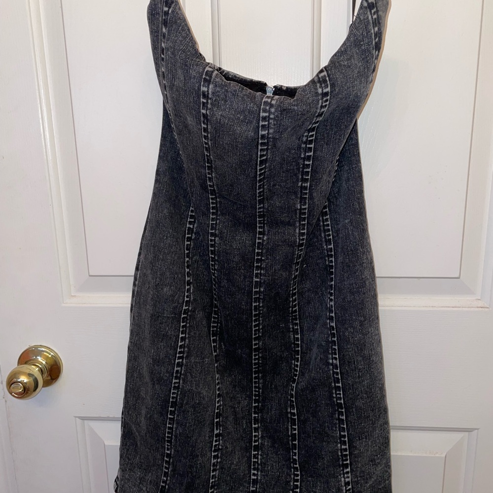 Fashion Nova Doll In Denim Mini Dress - Black Wash - Picture 5 of 7